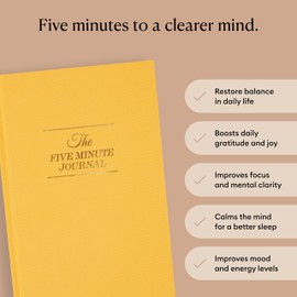 Intelligent Change - The Five Minute Journal, Original Daily Gratitude & Reflection Journal, Manifestation Journal for Mindfulness, Undated Daily Journal with Gold Foiling, Plastic-Free, Sunshine Yellow
