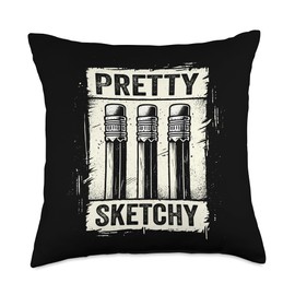Pretty Sketchy Artist Pencils Sketch Sketching Paint Artist Throw Pillow
