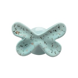 DEMDACO Decorative Wall Organizer, Coat Towel Hanger Hook, 3 x 4 Inch Ceramic Stoneware, Blue and Gold Butterfly