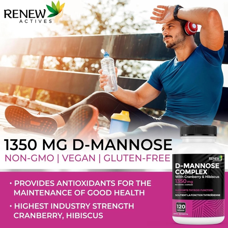 Renew Actives High Potency D-Mannose & Cranberry Complex 1000MG per