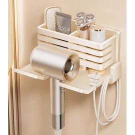 KAIXUANMAN Dryer Holder, Magnetic Dryer Hanger, Wall Mounted Dryer Stand, Dryer Holder, Storage Box, Bath Supplies, Aluminum, Milky White