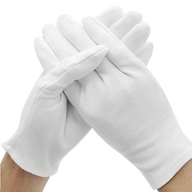 5 Pairs Cotton Gloves Large Size Work Gloves Coin Gloves Jewelry Inspection Gloves for Women Men… (White)