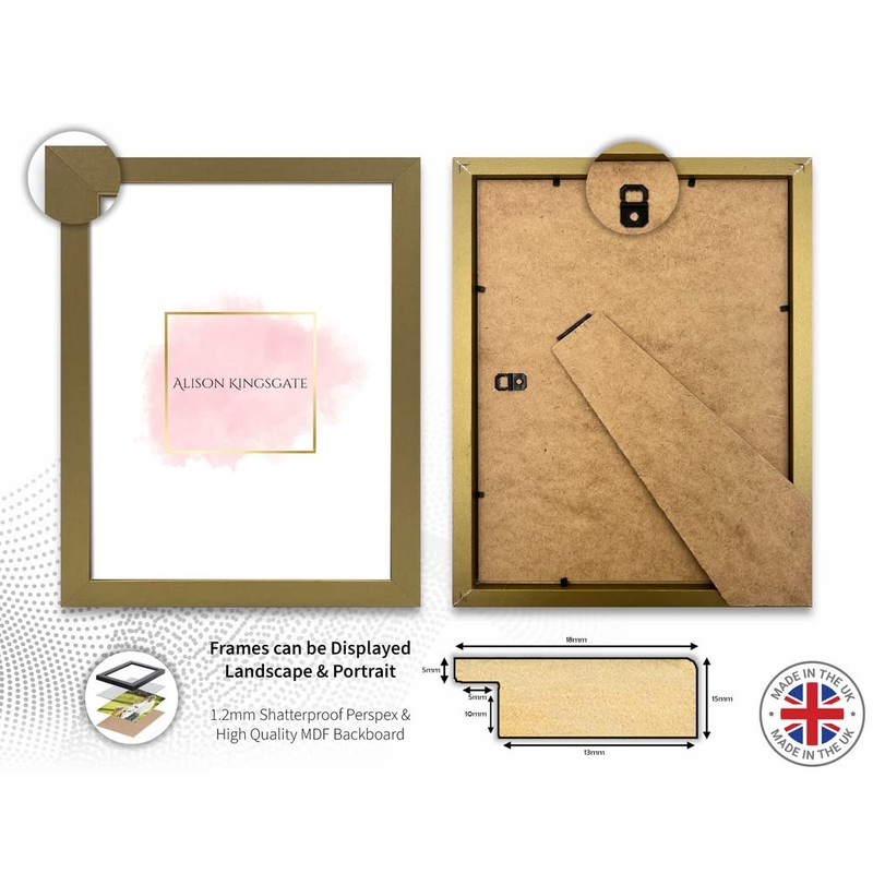 Alison Kingsgate Elegant Sleek Gold A5 Frame Size (14.8 x