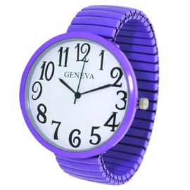 Geneva Super Large Stretch Watch Clear Number Easy Read (Lavender)
