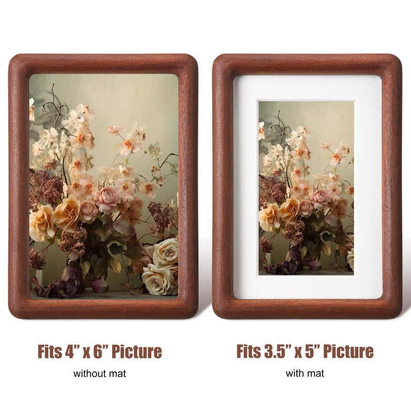 Wenqik 2 Pcs Walnut Wood Picture Frames, Standing Desk Photo