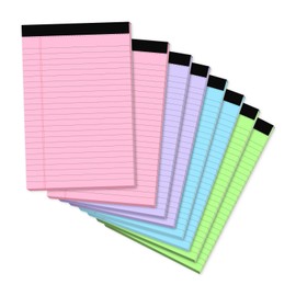Note Pads 5x8, Narrow Ruled Legal Pad, Multicolor Small Notepads, 30 Sheet/notepad, 8 Pack Colored Legal Pads, Pink Legal Pad, Purple Notepad, Perforated Lined Note Pads for Study, Office, To-Do Lists