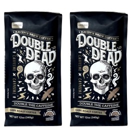 Raven's Brew Coffee High Caffeine Coffee Dark Roast Ground - Double Dead 2-pack of 12oz