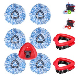 Wa.IE Jiemi 6 Pack Mop Replacement Heads Compatible with Oceda RinseClean 2-Tank System - Includes 2 Mop Scrub Brush Head, Microfiber Mop Refills, Easy Cleaning Mop Head Replacement