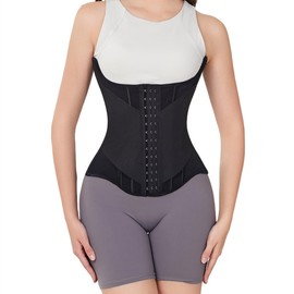 MISTHIN Waist Cincher Corset Sport Girdle Trimmer Corset Double Belt Wrap Waist Trainer Shaperwear Tummy Control Shaper for Women (Black, Medium)