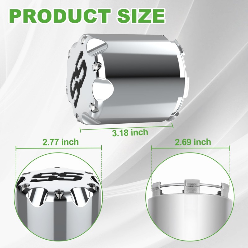 10L0L Golf Cart SS Chrome Wheel Center Caps ITP Push