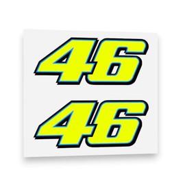 piggystickers Valentino Rossi Sticker FLUORESCENT YELLOW 46 Vinyl Decal (2013) 10cm