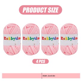 4 Pack 100 g Coarse Cotton Yarn for Knitting and Crocheting T-Shirt Band Knitting Yarn Cotton Throw Yarn Soft Large Yarn Crochet Yarn Set for Basket Bags Blankets Hats Toy Scarves Light Pink