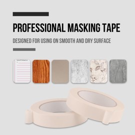 Lichamp Masking Tape 1 inch, 4 Pack General Purpose Beige White Masking Tape, 1 inch x 55 Yards x 4 Rolls (220 Total Yards)