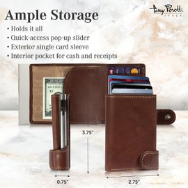 Tony Perotti Men's Italian Leather Trifold Wallet - RFID Quick Access Wallet With Cash & Receipt Pocket - Eco-Friendly Vegetable-Tanned Full Grain - Made in Italy