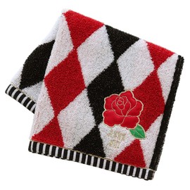 Blooming Anna Sui 109307-0010-04 Large Towel Handkerchief (Approx. 11.0 inches (28 cm), Rose Applique (Red) Women's Towel, Hand Towel, Approx. 11.0 inches (28 cm), red