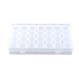 Oumefar Multi Function Box, 28 Slots Clear Box, PP Material, Easy to Carry Organizer for Pill Tablet Jewelry Bead Small Badgets Storage, 17.5x10.8x2.7cm Special for Travel