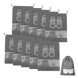 Pack of 10 Travel Shoe Bags, Dustproof Shoe Bags Travel with Transparent Window, Travel Shoe Bag, Shoe Bag Organiser for Suitcase, Travel, Sports & Camping, Shoe Bags, Easy to Carry and Store, gray