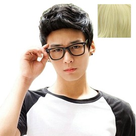 BERON Men Boys Short Wig for Cosplay Party Wig with Wig Cap (Light Blonde)