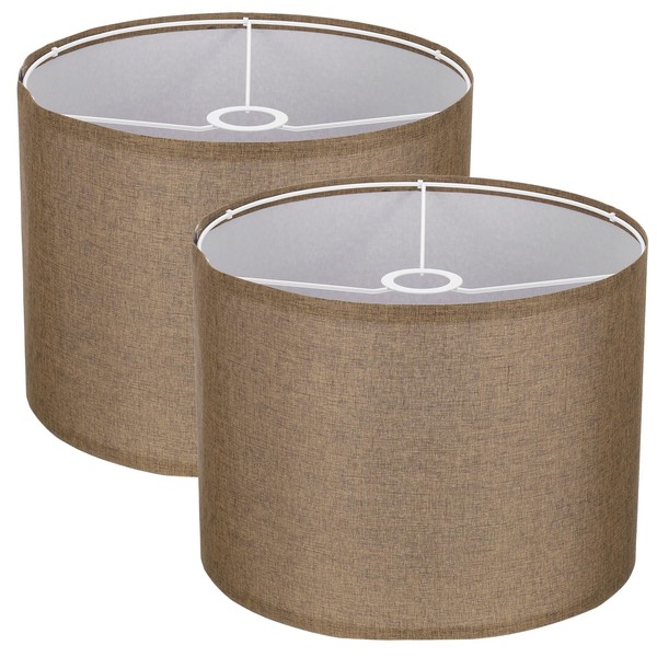 YOKIVE 2Set Drum Lamp Shades for Table Lamps, 13"x13"x10" Linen
