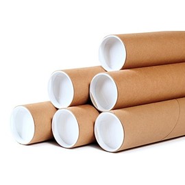 Premium Kraft Cardboard Mailing Tubes - 3" x 20" - 3" Opening Diameter 20" in Length - Case of 25 Shipping Tubes with White End Caps (3x20) for Art, Drawing, Document, Poster Storage