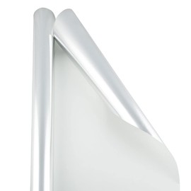 JAM PAPER Gift Wrap - Metallic Wrapping Paper - 25 Sq Ft - Silver Foil - Roll Sold Individually