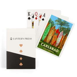 Lantern Press Carlsbad, California, Surfboard Fence (52 Playing Cards, Poker Size Card Deck with Jokers)