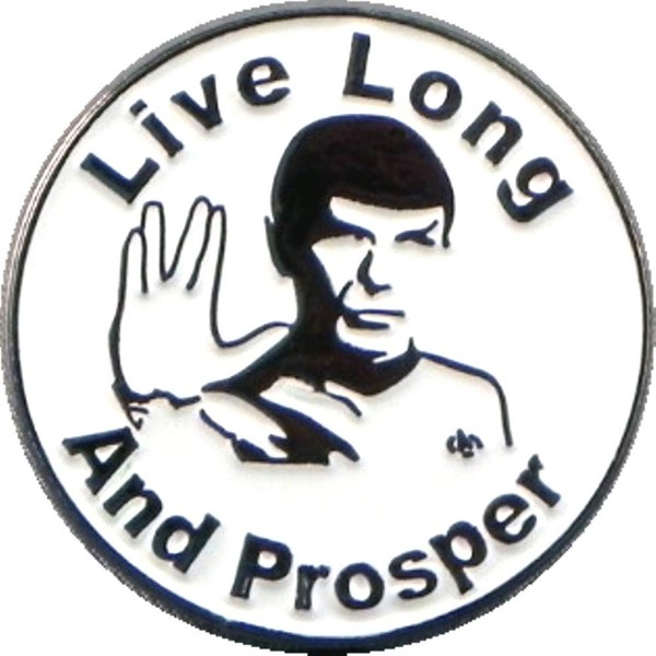 Metal Enamel Pin Badge Round Trek Vulcan Spock Salute Live