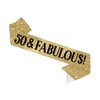 50th Birthday Sash, Gold Glitter Birthday Sash, 50 & Fabulous
