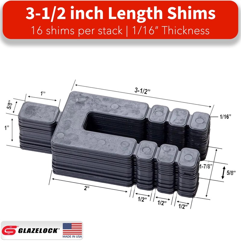 Glazelock Plastic Peel Away Stackable Shims for Leveling 32 Pieces