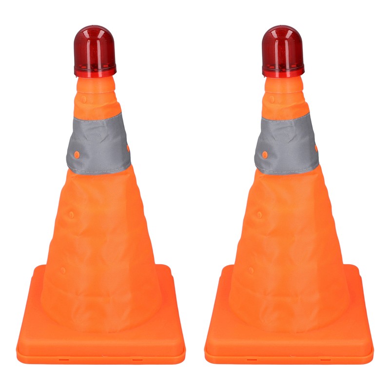 2 Set 30cm Traffic Cones Foldable Reflective Strips Road Safety