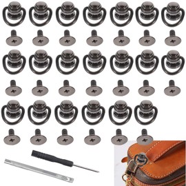 RXKFIGX 20 Pieces Rivets for Leather Ring Rivets with Ring Gold Brass Rivet Bolts Screw Head Buttons Brass Rivet Ring for Belt Purse Handbag