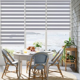 Changshade Zebra Blinds Cordless for Indoor Windows Blackout, French Door Zebra Roller Shades Black Out Inside Outside Mount Sun Blocking Light Control, Shade Size 41.5" Width×64" Height, Dark Grey
