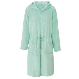 CelinaTex XS-XL Bathrobe Hood Plain Short or Long Patch Pockets Two Way Zip Women's Cuddly Flannel Oeko-Tex
