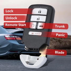 Aichiyu Keyless Entry Smart Proximity Remote Key Fob 5 Buttons 433Mhz Control Transmitter Keyfob for Honda Accord 2018 2019 2020 2021 2022, P/N: 72147-TVA-A01, FCC ID: CWTWB1G0090