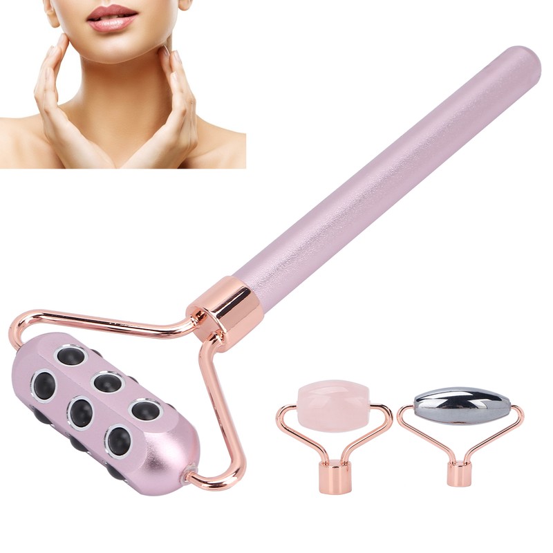3 in 1 Rose Quartz Face Roller Massager Germanium Facial