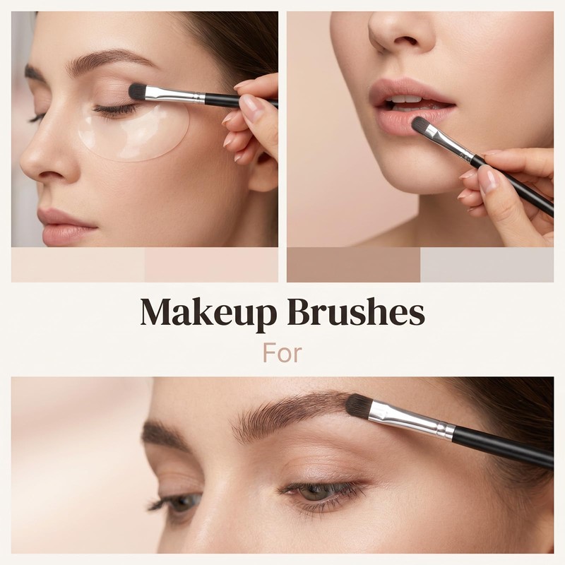 12 Pcs Flat Makeup Brushes Small Concealer Brush Tools Black