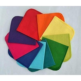 2 Ply Solid Color Flannel 10x10 Inches Little Wipes Set of 10 Rainbow Assortment - Proudly Made in the USA!