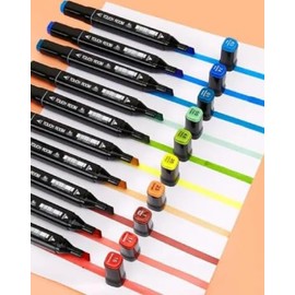 Set Profesional de Marcadores de Doble Punta con 24 Colores, Punta Fina y Ancha