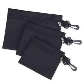 3 Pack Tool Bags Canvas,Heavy Duty Tool Pouch,Small Tool Bag Pouch Zipper Bags,Small EDC Pouch Tool Organizer Bag with Clip,Tool Pouch Bag Mini,Small Pouch Bags,Tool Pouches For Men/Car (Black)