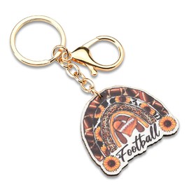 Football Keychain for Women Men Football Party Favors for Teens Football Gifts for Daughter Son Christmas Gift for Best Friend Birthday Gifts for Teen Girls Boys Rugby Gift Rainbow Key Chains