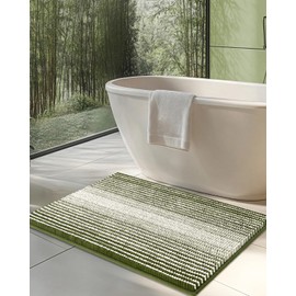 CYMAY Bathroom Rugs Non Slip-Chenille Bath Mat Shower Rug Soft Water Absorbent Bathmat-Bath Rug in Front of Bathtub Sink Bathroom Floor-Quick Dry Machine Washable-Sage 24" x 36"
