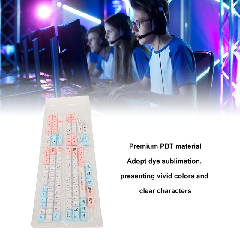 PBT Keyboard Keycaps 130 Keys Dye Sublimation Ergonomic Rich Colors