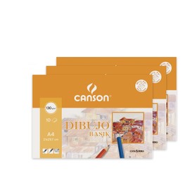 Canson 3 x Mini A4 10 Sheets Drawing Basik, 130 g