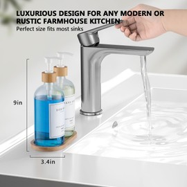 Clear Glass Soap Dispenser - Dish Hand Soap Dispenser Set for Kitchen, Refillable Soap Lotion Dispenser Bathroom with Sturdy Pump and Tray, 14 Waterproof Labels -Clear