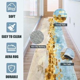 Weidear Modern Area Rug Carpet Runner,Soft Hallway Runner Rug,Backed TPR Non-Slip Entryway Washable Mat,Custom Size Rug for Living Room/Bedroom/Aisle/Bathroom/Kitchen/Laundry -Mediterranean,2X6FT