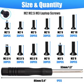 Bemaka 360Pcs Laptop Screws Notebook Computer Tiny Screw Kit 12 Sizes M2 M2.5 M3 Laptop Replacement Computer Screws for Motherboard SSD PC Fan Hard Drive