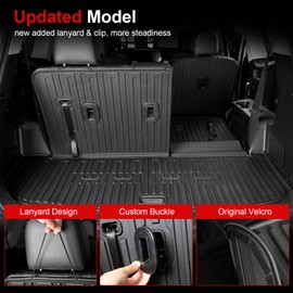 HOUCLEMIC Cargo Mat for 2020-2024 Kia Telluride Accessories, Cargo Liner with Backrest Mat 2 in 1 Mat All Weather TPE Odorless Trunk Mat for 2025 Kia Telluride Accessories