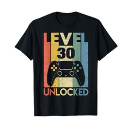 Funny Gamer Birthday TShirts Store Level 30 Unlocked Shirt Funny Video Gamer 30th Birthday Gift T-Shirt