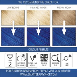 Bright Blue Hair Dye Semi Permanent | No Ammonia, Peroxide, PPD, Sulfates, Parabens, Vegan & Cruelty Free | Smart Beauty