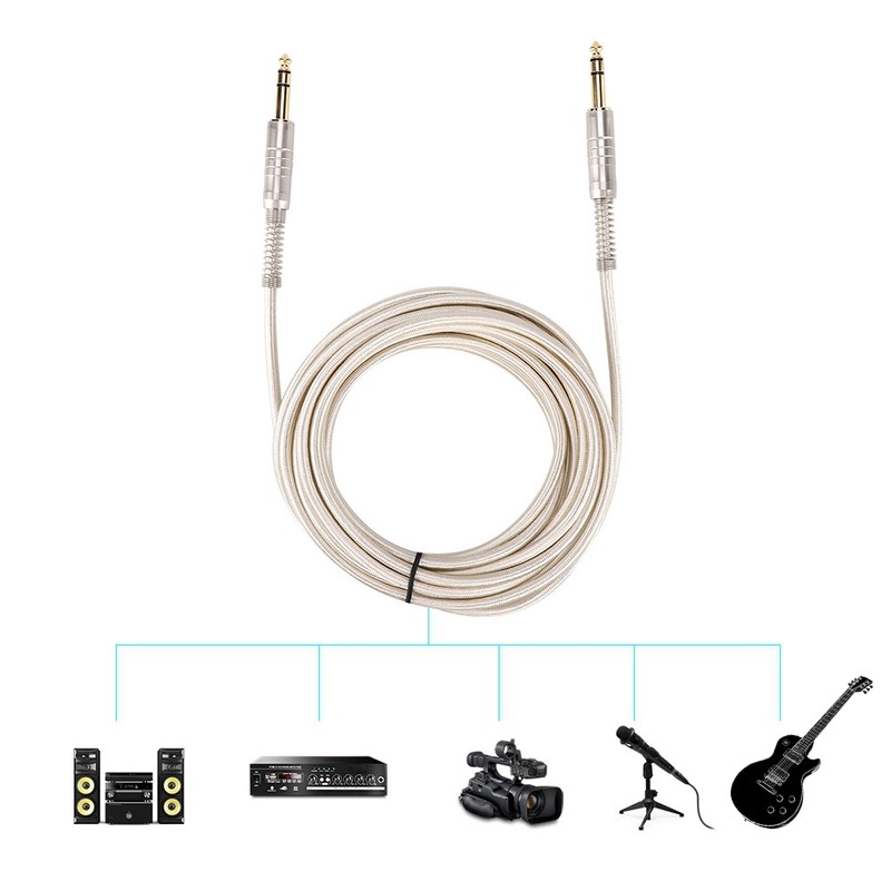 Gold Plated 6.35mm Male to Male Adapter Stereo Extension Audio